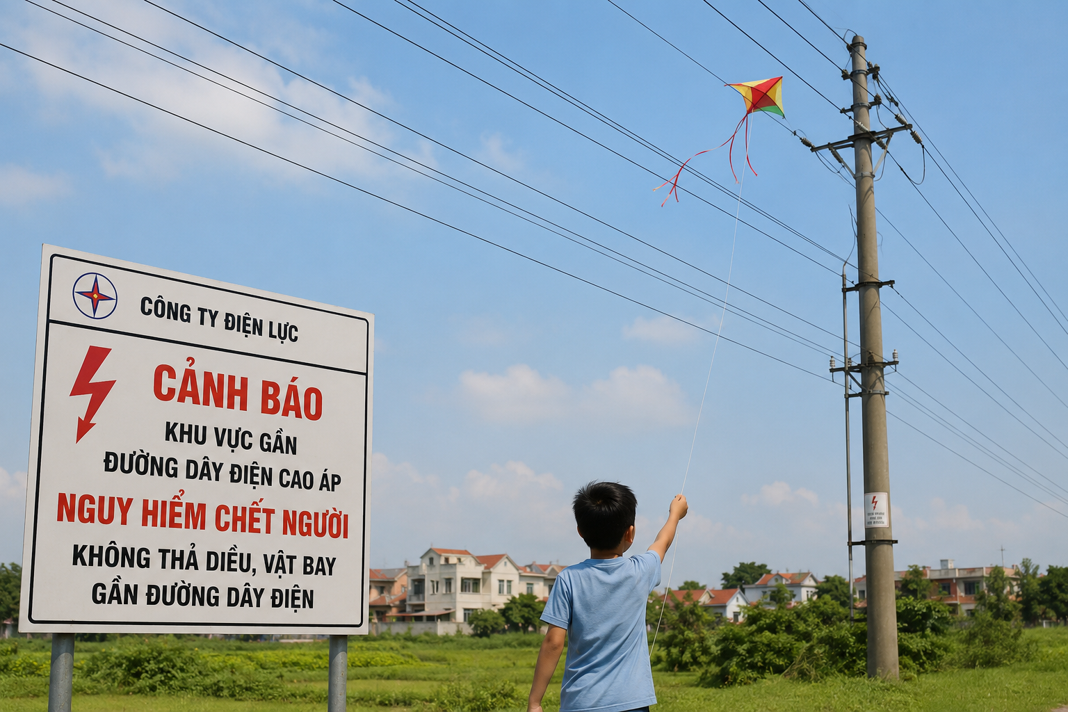 Tiềm ẩn nguy cơ tai nạn khi thả diều gần hành lang lưới điện